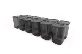 Hermia BNMPOLYAS12-120 Juego de 12 Cajas de Almacenaje de Plástico Gris, 1200 ml
